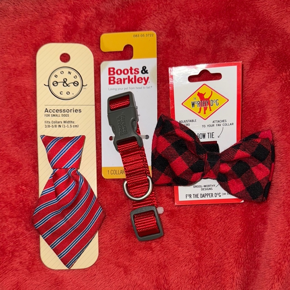 Dog Bow Tie and Tie and Collar Set